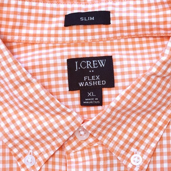 J. Crew Button Down Long Sleeved Shirt Soft Coral & White Check Size Slim XL - Picture 6 of 15